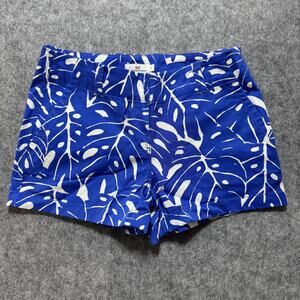 Vineyard Vines Shorts Womens 2 Blue White Leaf Print Casual Summer Tropical